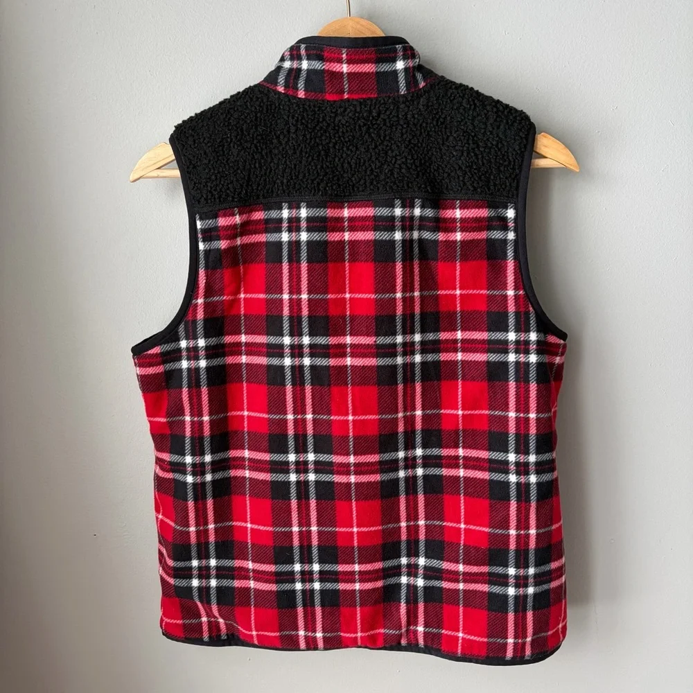 Talbots‎ Small Petite thermawarmth red black plaid vest Women’s Reversible